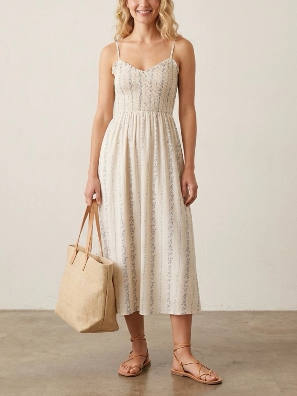 Petal & Pup Dulce Midi Dress in Dream Blue Floral